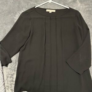 LOFT Multicolored Boxy Pleated Blouse